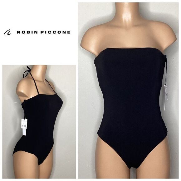 New. Robin Piccone black bandeau one piece. Size 10. Retails $179 - Picture 1 of 8
